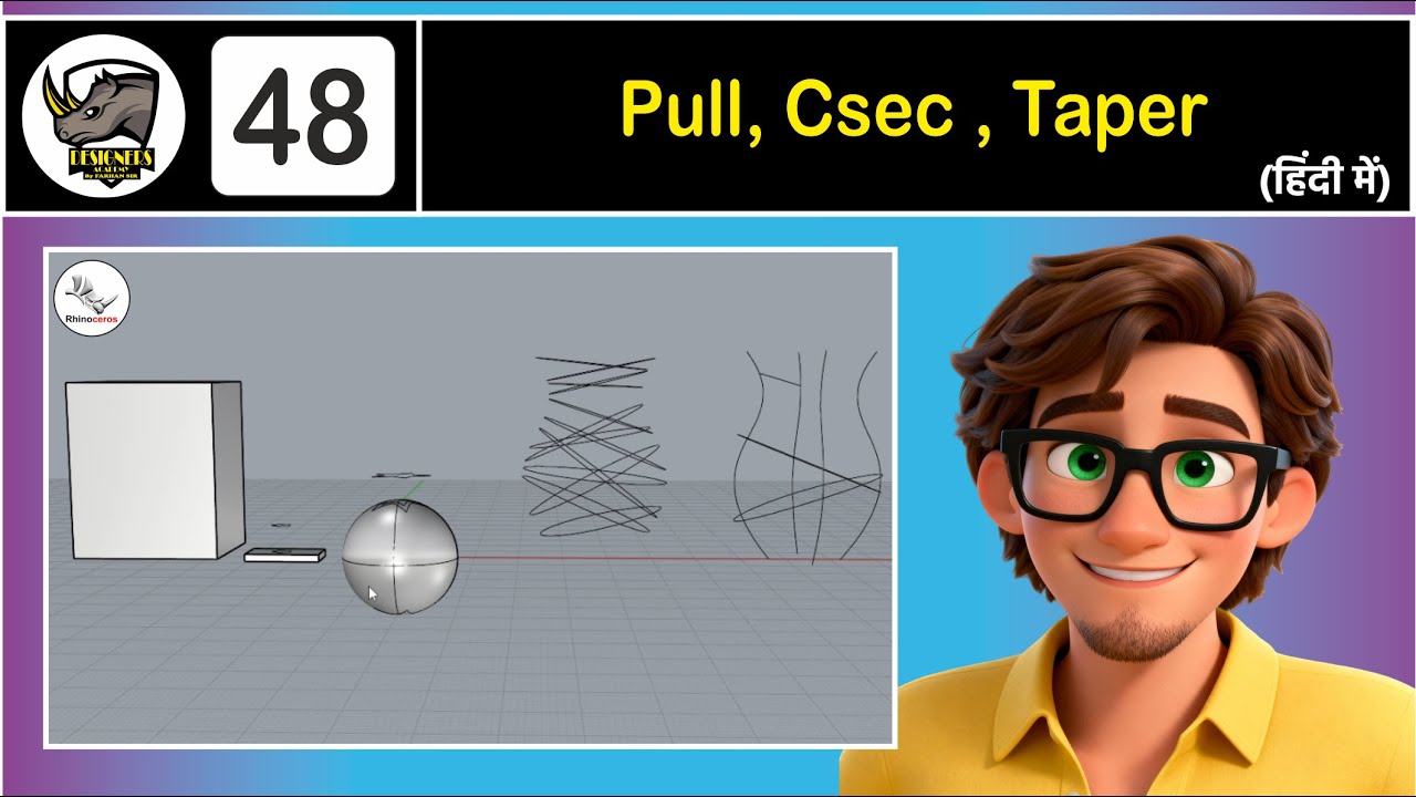 Rhino 8 Beginner Tutorial | Pull, Csec & Taper Commands Beginner 3D Modeling 