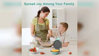 Overview: CROWNFUL Mini Waffle Maker, 4" Chaffle Maker with Compact Design, Easy to Clean, Non-S...
