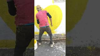 Wall painting fast code yellow colour 🔥 Asian ultima exterior colour 🏡#shorts #art#reels