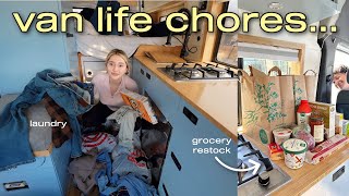 my Sunday Reset routine *in a van* | laundromat, gym shower, empty dirty water