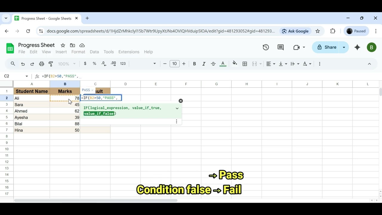 IF Function in Google Sheets | Beginner Guide with Examples