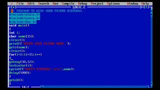c program to wish friend using goto xy, delay and text colour function