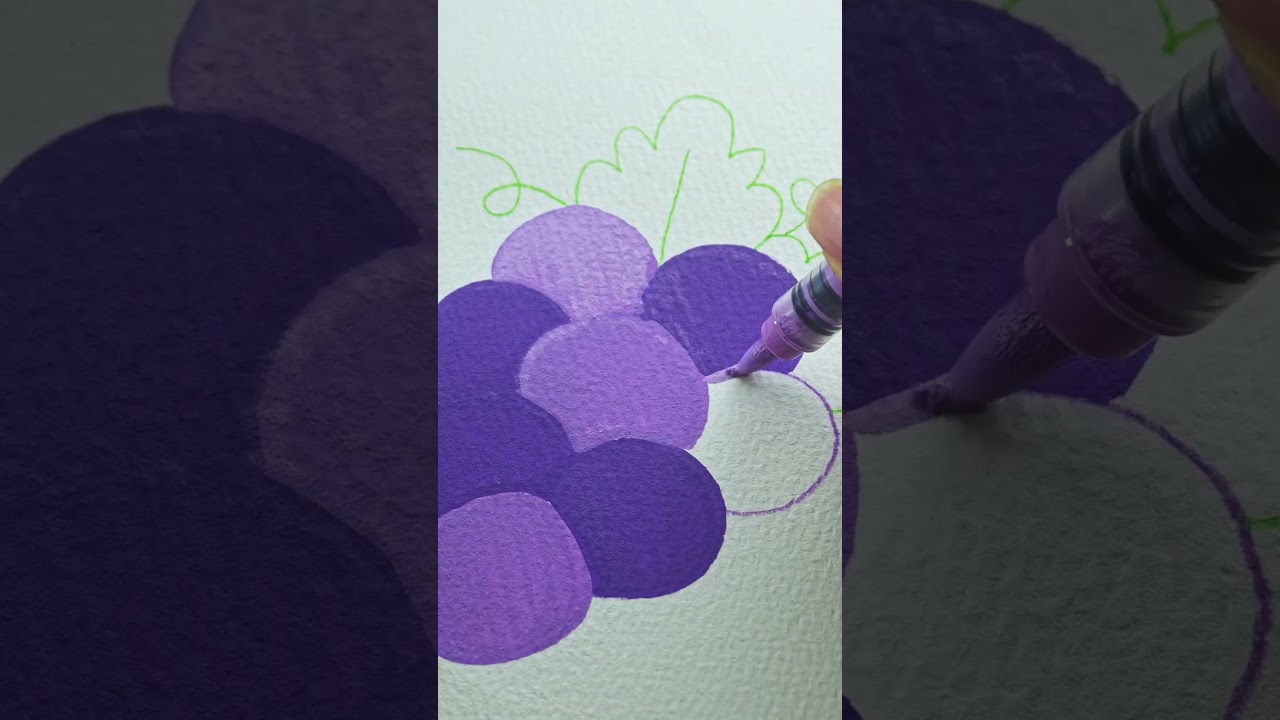 Acrylic Marker Coloring Grapes ASMR💜💚