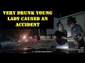 DWI driver causes an accident - Fortunately, no one injured and her vehicle sustained the damage