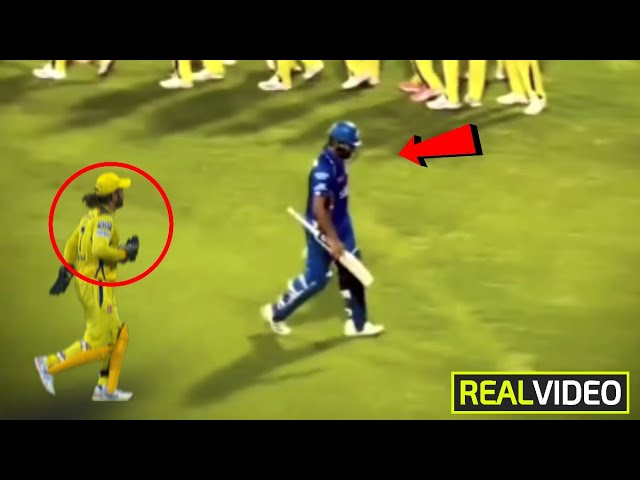 MS Dhoni ran to Hug Rohit Sharma when he was crying while walking out after losing CSK vs MI IPL class=