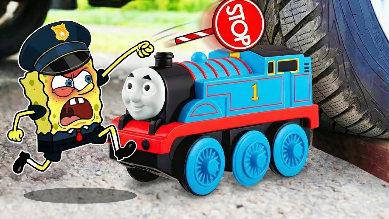 STOP!! Experiment Car vs SpongeBob Thomas Train | Crushing Crunchy & Soft Things | Woa Doodland