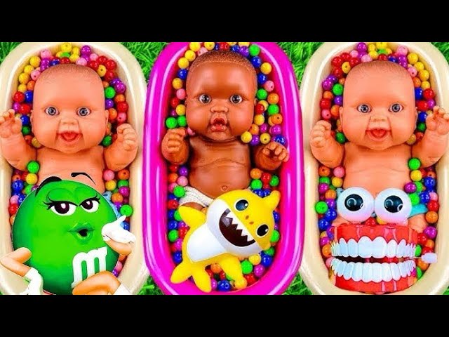 3 Minutes Satisfying Video | Mixing Funny Candy ASMR & Make Up in 3 Bathtubs with Dragon Eggs Slime