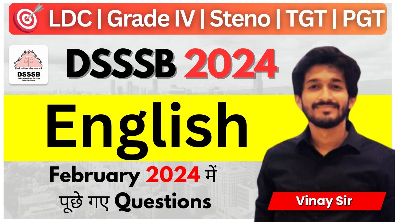 DSSSB 2024 Exams | English Questions Asked in February 2024 | Vinay Sir | plusminus