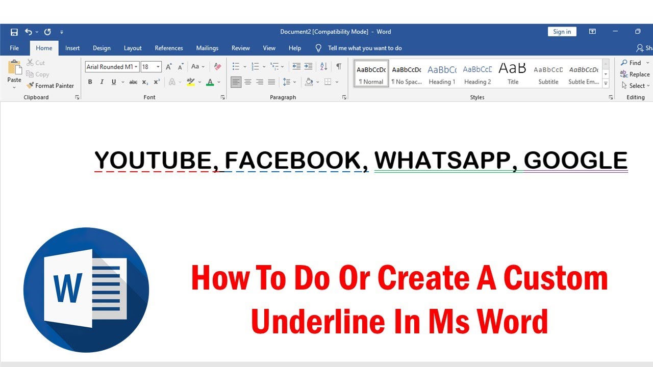 How To Do Or Create A Custom Underline In Ms Word YouTube