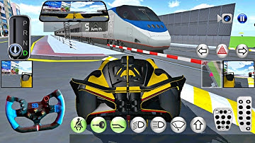 Bugatti vs Bullet Train Railway Station In 3D Driving Class - Android IOS Gameplay
