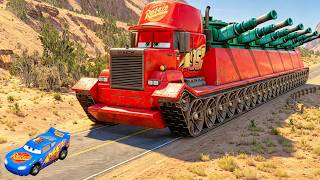 Giant Long Mack Truck Btr Tank Vs Big Small Lightning Mcqueen Beamng.drive