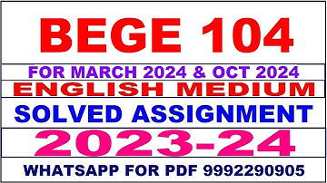 bege 104 solved assignment 2023-24 | bege 104 solved assignment in english 2024 | bege 104 2024
