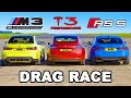 BMW M3 AWD v Model 3 Performance v Audi RS5: DRAG RACE