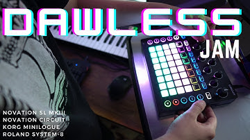DAWless Synthwave Jam // Novation SL MkIII // Circuit // Korg Minilogue //  Roland System-8