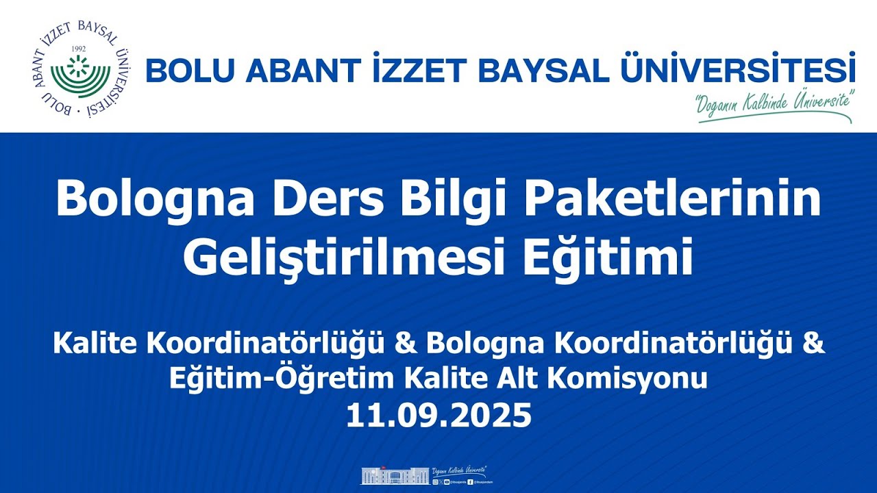 Bologna Ders Bilgi Paketlerinin Geliştirilmesi Eğitimi 2025