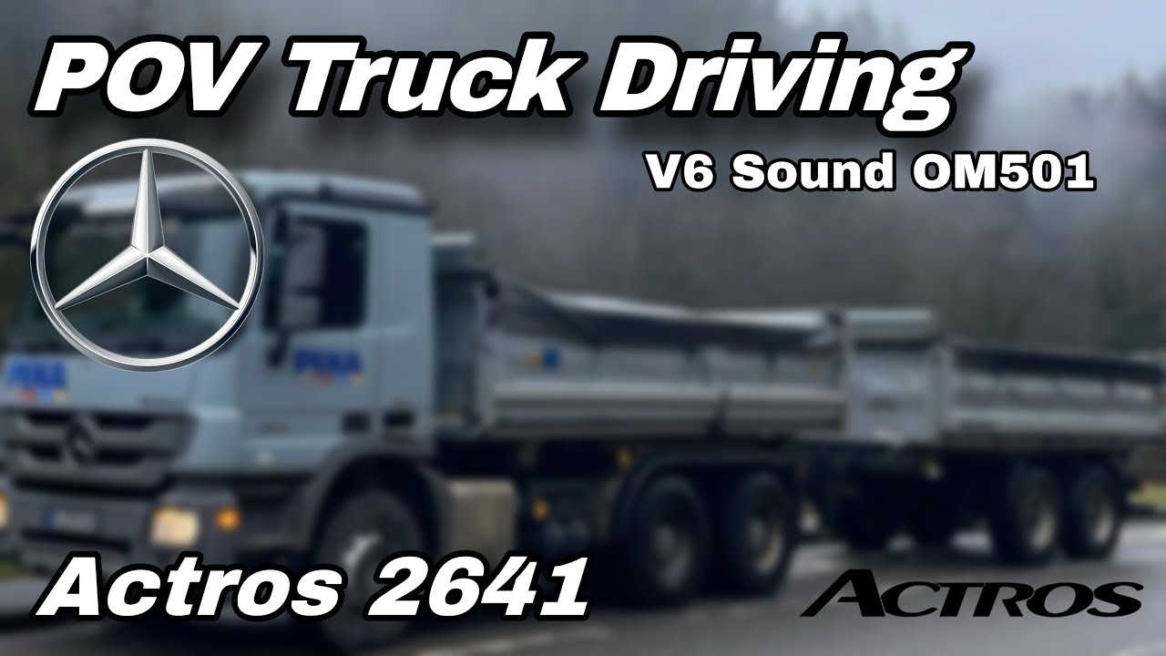 POV Truck Driving in the Rain Mercedes Benz Actros 2641 40T Uphill V6 Sound