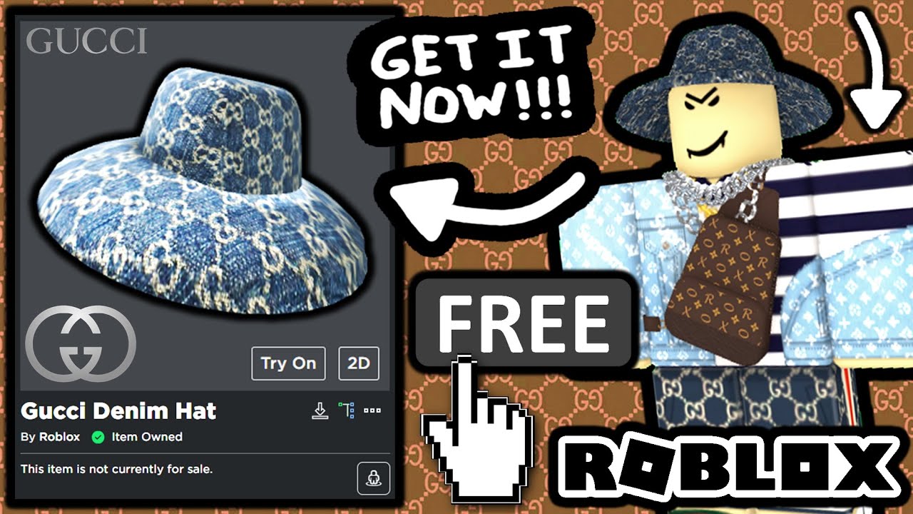 Free Accessory How To Get Gucci Denim Wide Brim Hat Roblox Gucci Garden Event Youtube - roblox star hat