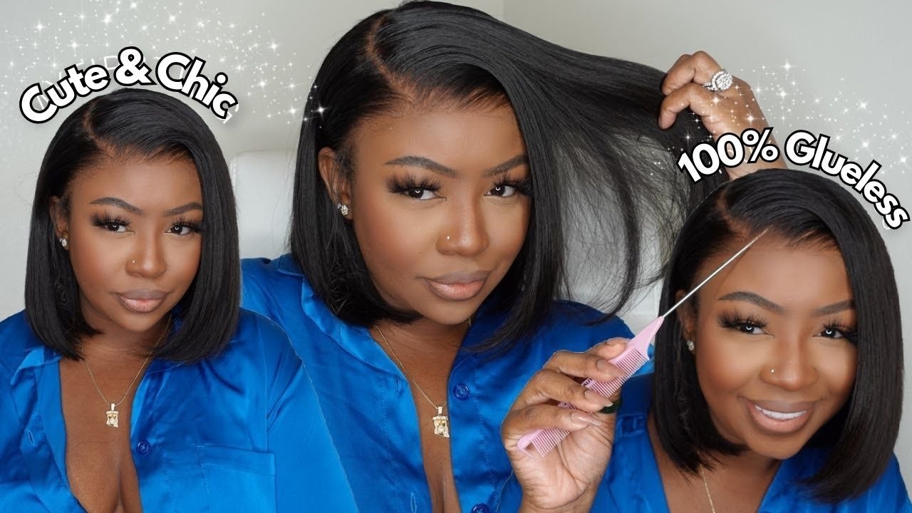 GluelessDeep Side Part Everyday Bob👀🔥Pre-plucked & Pre-Bleached & Free-Parted Wig🤳Ft Myfirstwig