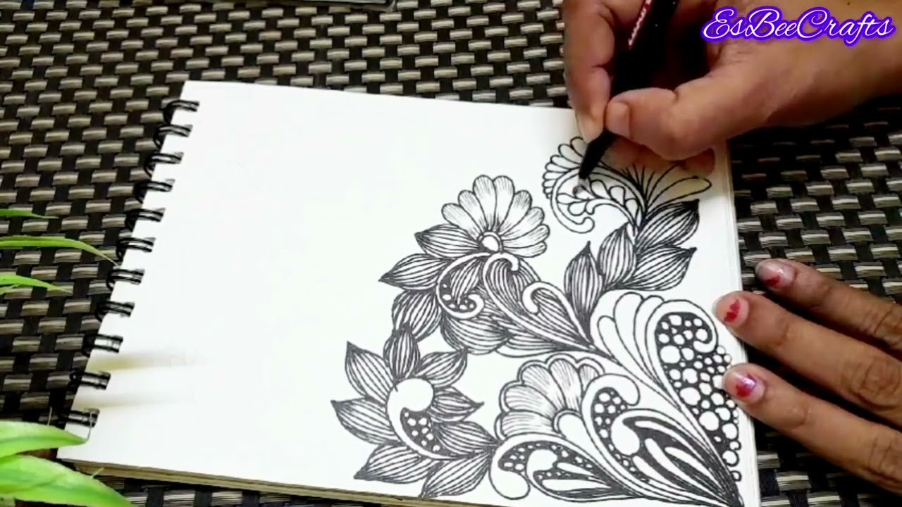 New Zentangle Art Flowers and Vines | Botanical Zentangle Art #art #arttutorial #stressrelief #zen