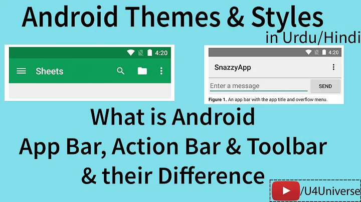 What is Android AppBar, ActionBar, Toolbar & their Difference | Android Tutorial | U4Universe