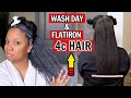NATURAL TYPE 4/4C HAIR WASH DAY & FLATIRON ROUTINE 😱 | HAIR GROWTH ON 1,000!!!