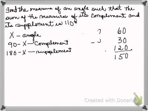 Find angle given sum of complement and supplement