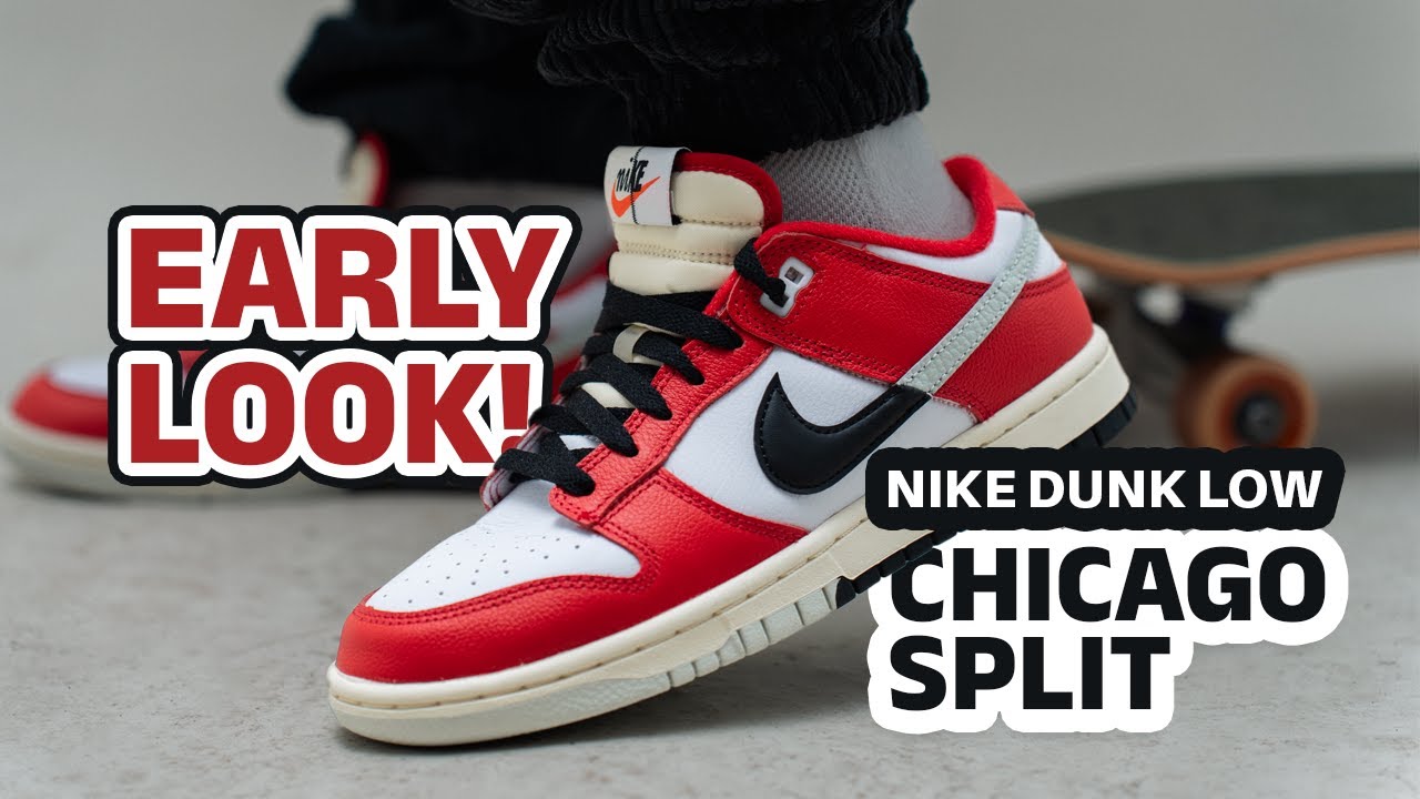 Red Nike Dunk Low Retro Premuim Chicago Split