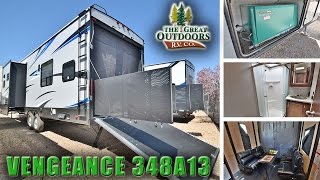 2018 FOREST RIVER VENGEANCE 348A13 V133 Toy Hauler Fifth Wheel Colorado RV Dealer