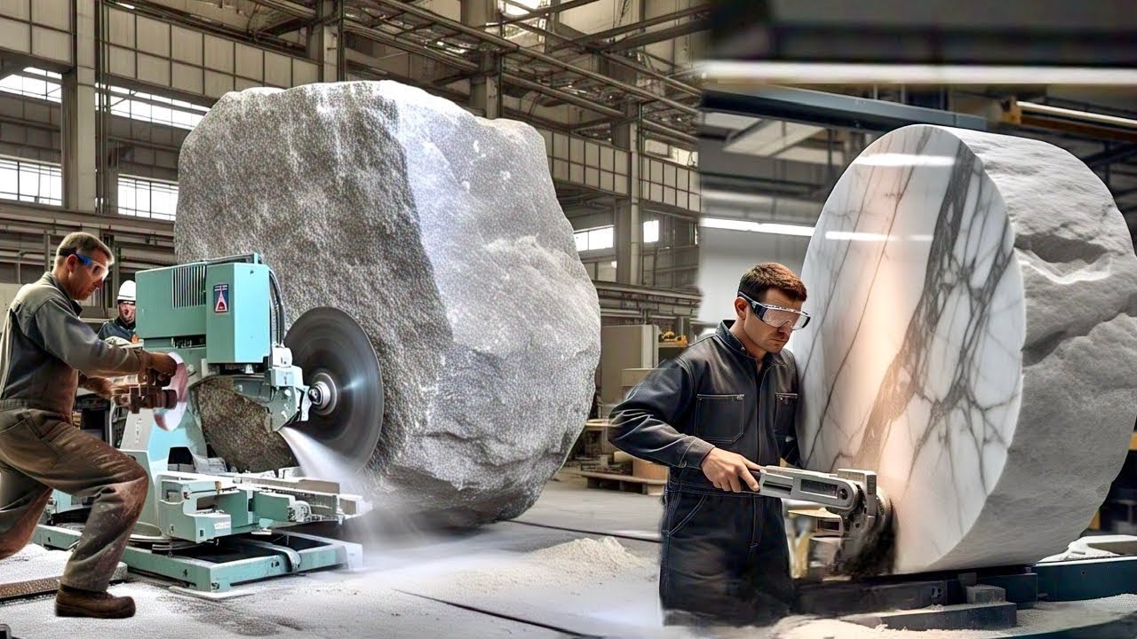 Incredible Huge Truck Unloading Stone in Factory | Marble Manufacturing Process