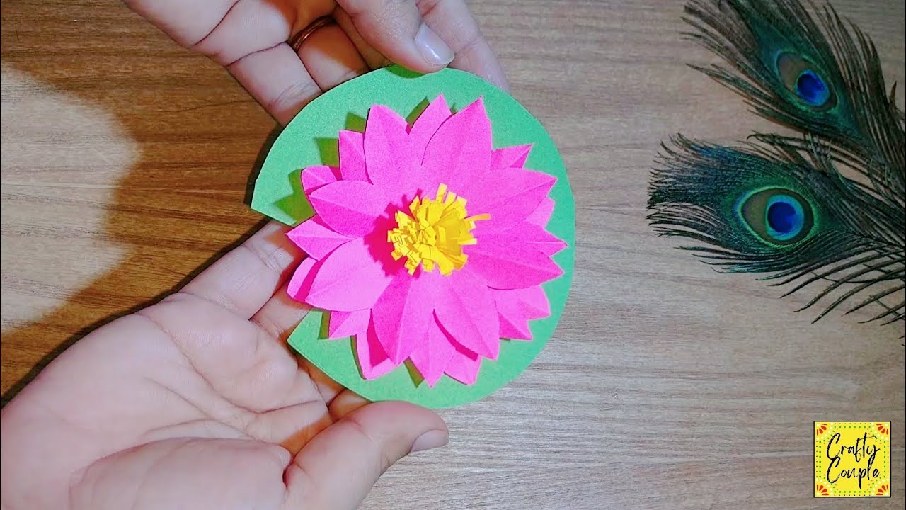Beautiful Lotus flower craft with paperEasy craftsCrafty Couple YouTube