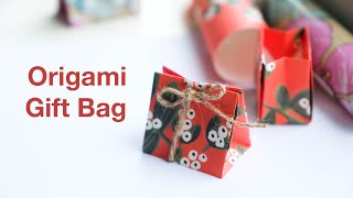 How to fold Origami gift bag from wrapping paper (Traditional)