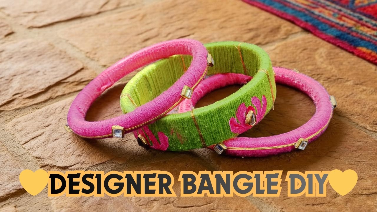 🪷Kundan & Thread Bangle | Beautiful Handmade Churi Tutorial #threadbangles #DIYJewellery
