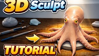 3D Octopus Sculpting Tutorial on Mobile | Easy Method @POCKET-3d  screenshot 2