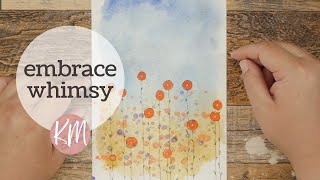 Watercolor and Alcohol Ink Easy Field of Flowers Abstract Landscape