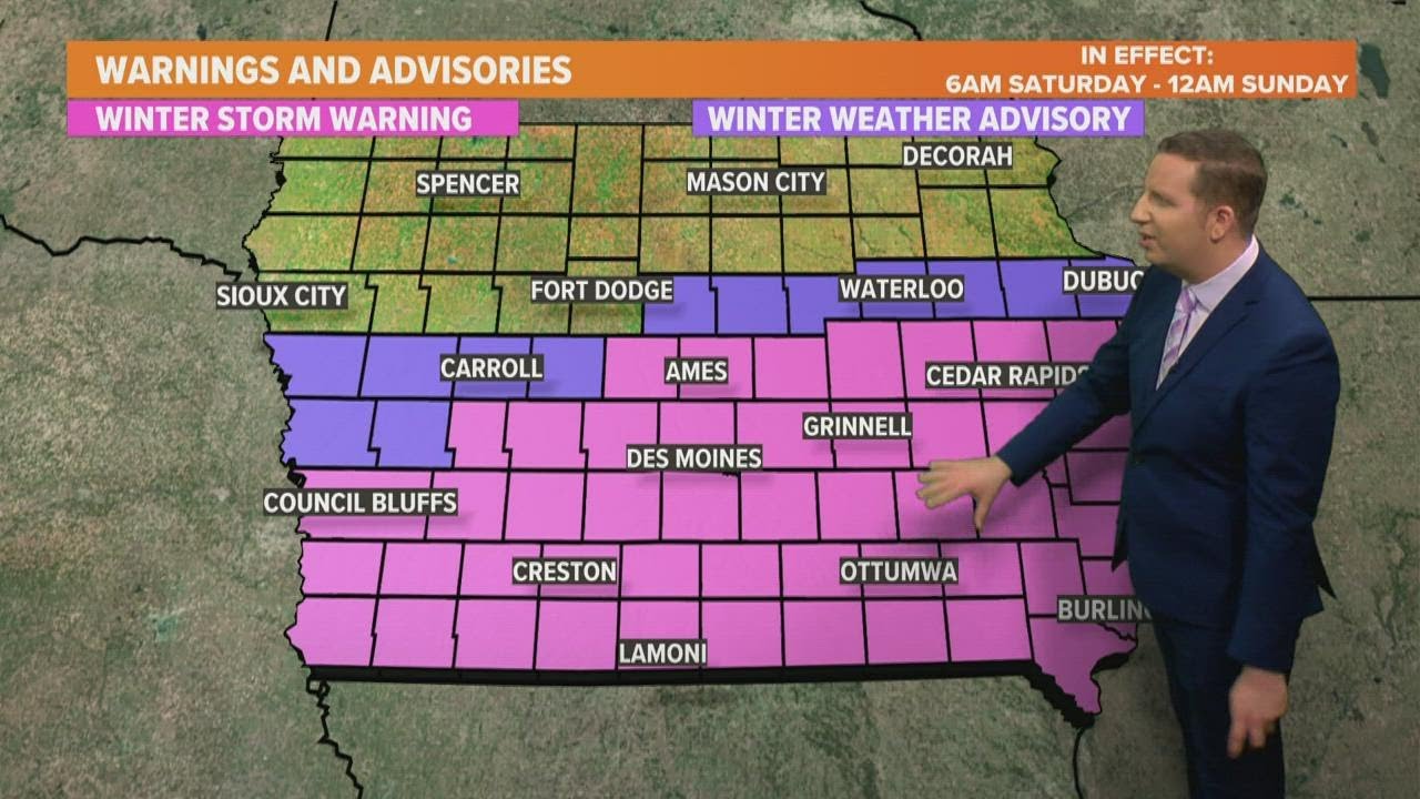 Winter storm warnings in effect ahead of New Year's Day snow in Iowa ...