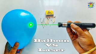 Trick To Use Laser Light | Laser VS Balloon | Pop Balloon And Fire Match Stick | Powerful Laser