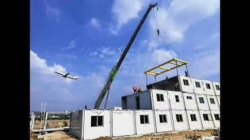 Prefab modular office, multi-storey hoisting video