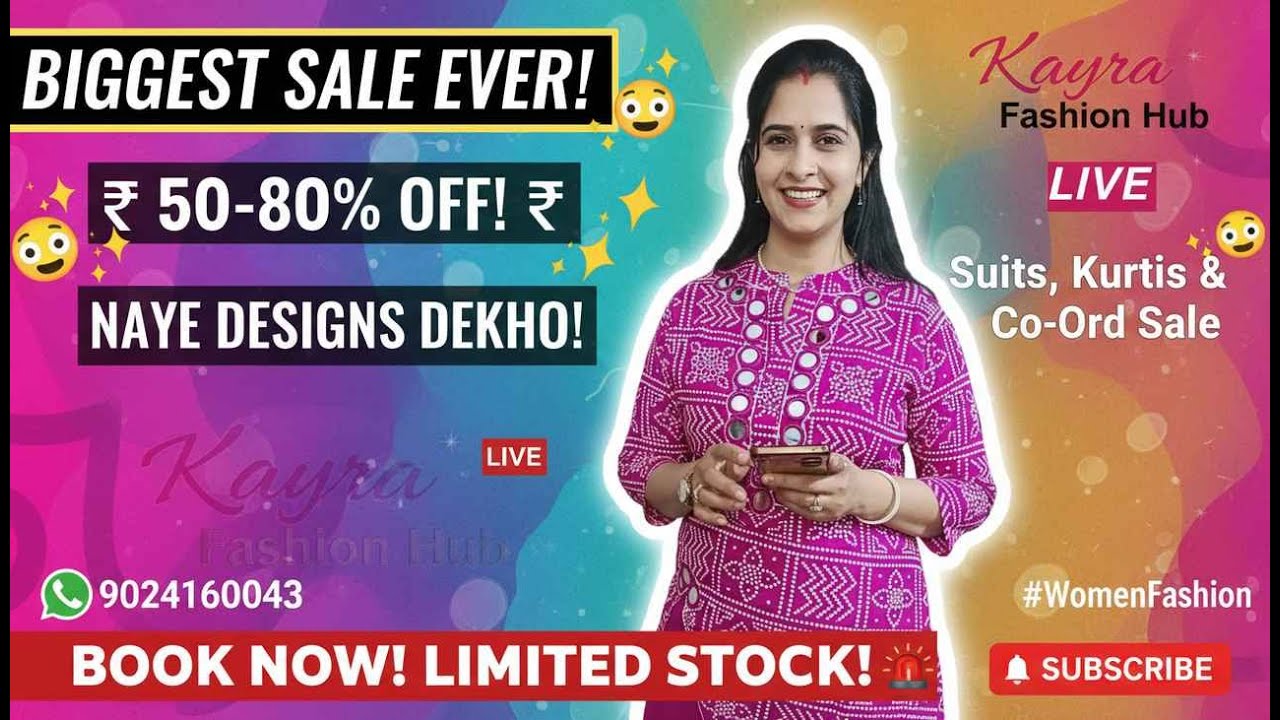 Kayra Fashion Hub LIVE | Suits, Kurtis & Co-Ord  Sale | Book Now 📞 9024160043 #WomenFashion #