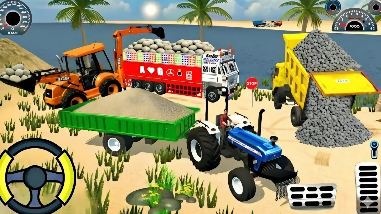 🚨Drive JCB and ⛲🪨 Uploading Stone 🏗️ from DumperTruck in Game #truck #jcb #trand#gameplay #cars