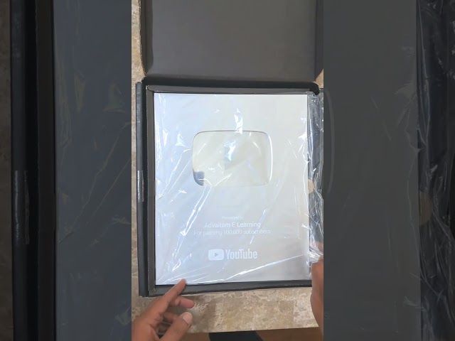Unboxing silver play button of Advaitam E Learning #YouTubeCreatorAwards #shorts #shout #ytshorts class=