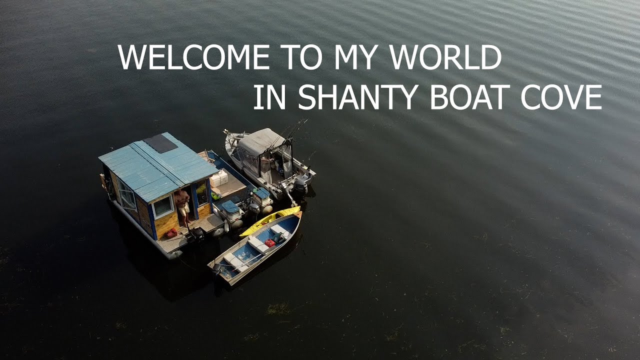 SHANTY BOAT BUILD FOR 1500 DOLLARS, RECYCLED WOOD.   WELCOME TO THE SHANTY BOAT COVE