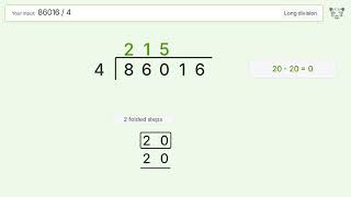 Long Division Problem 86016/4: Step-by-Step Video Solution