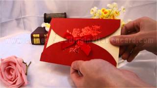 Latest version wedding invitation card with red ribbon Latest version wedding invitation card with red ribbon