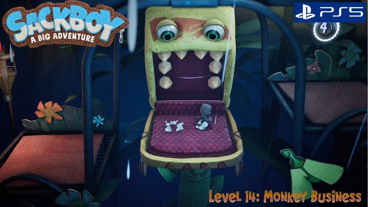 Sackboy | Level: Monkey Business | Walkthrough to All 5 Orbs and Energy Cube!