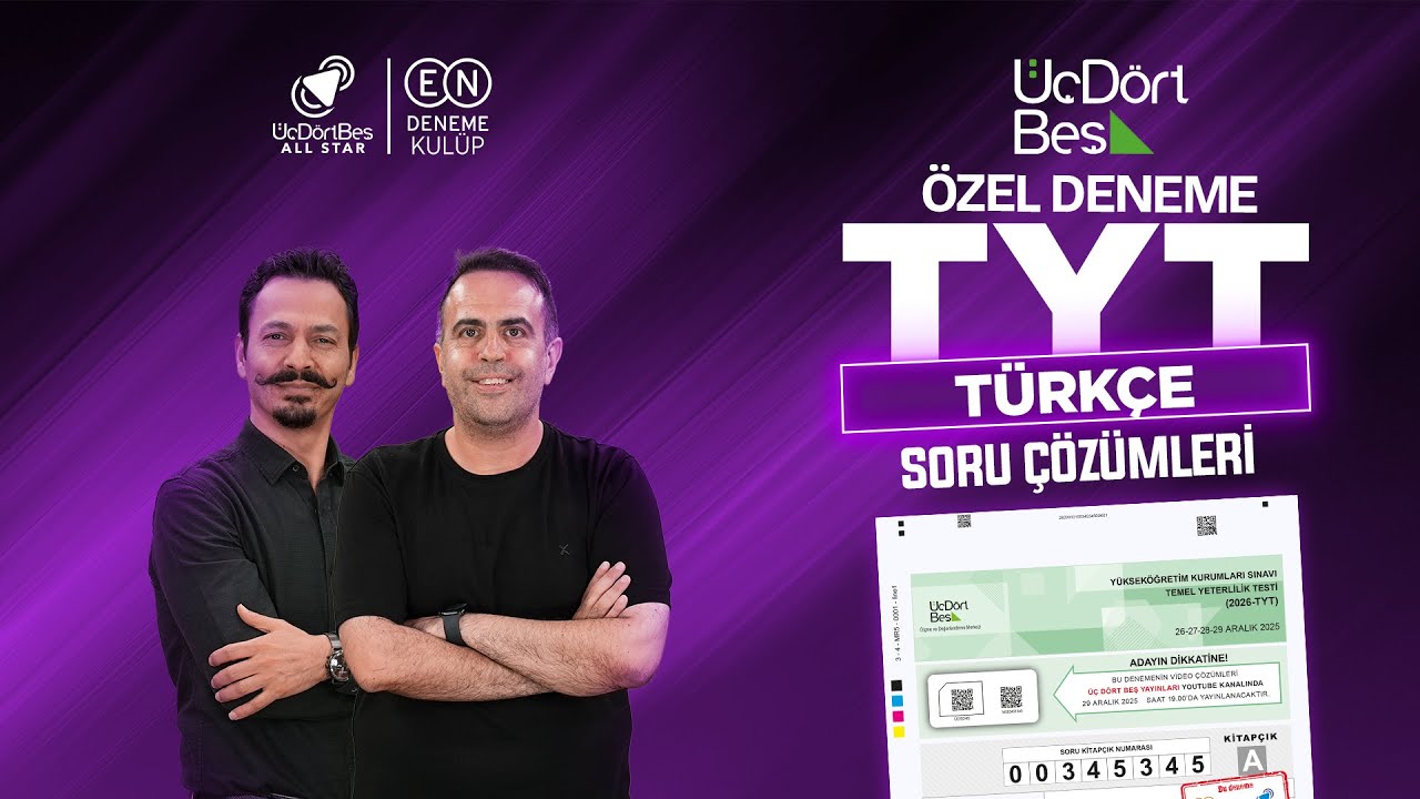 ÜçDörtBeş All Star ve EnDeneme Kulüp Özel Deneme  Aralık 2025 - Türkçe