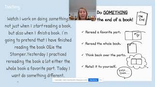 Readers Workshop Do Something at the end of a book Retell