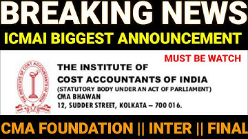 ICMAI Most Important Announcement || CMA Exam December 2022