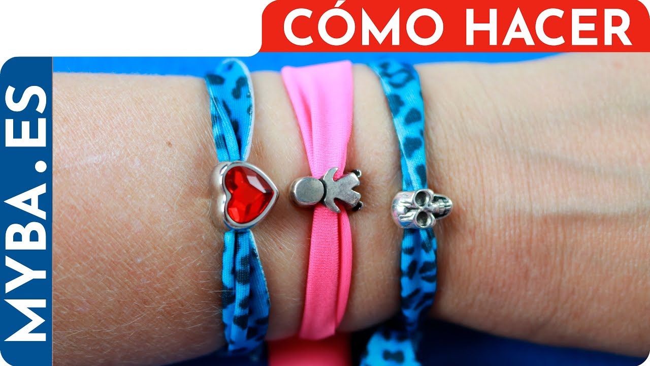 Cómo hacer pulseras elásticas de lycra. | #Pulseras fáciles  con cintas o retales de tela o bañador.