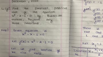 Bisection Method BCS 054 December 2020 solved question paper | Ignou solved | @Jitendrayadav2.0