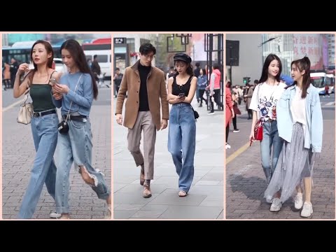 Street style của giới trẻ Trung Quốc - Tik Tok China | quần jeans ống rộng nữ